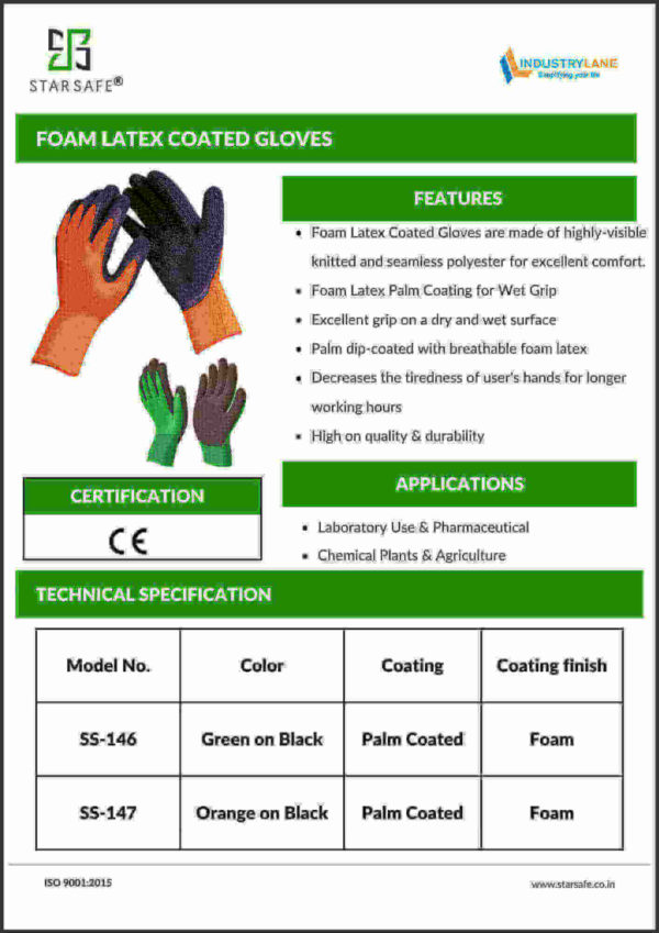 FOAM LATEX COATED GLOVES