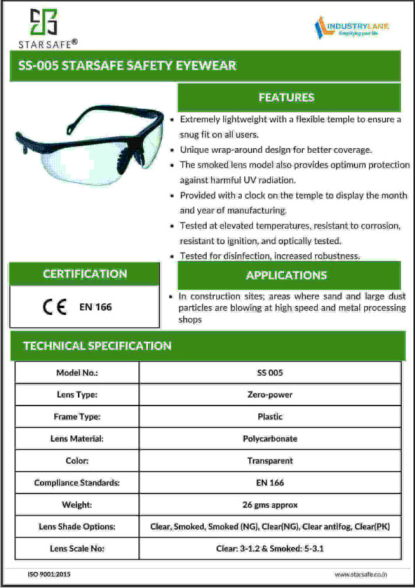 SS-005 STARSAFE SAFETY EYEWEAR