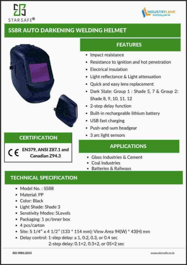 SS8R AUTO DARKENING WELDING HELMET